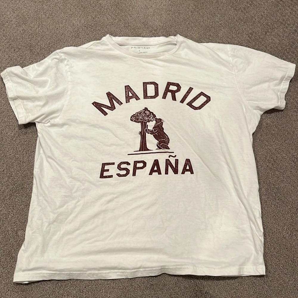 Primark, Size L, Madrid España White T-Shirt